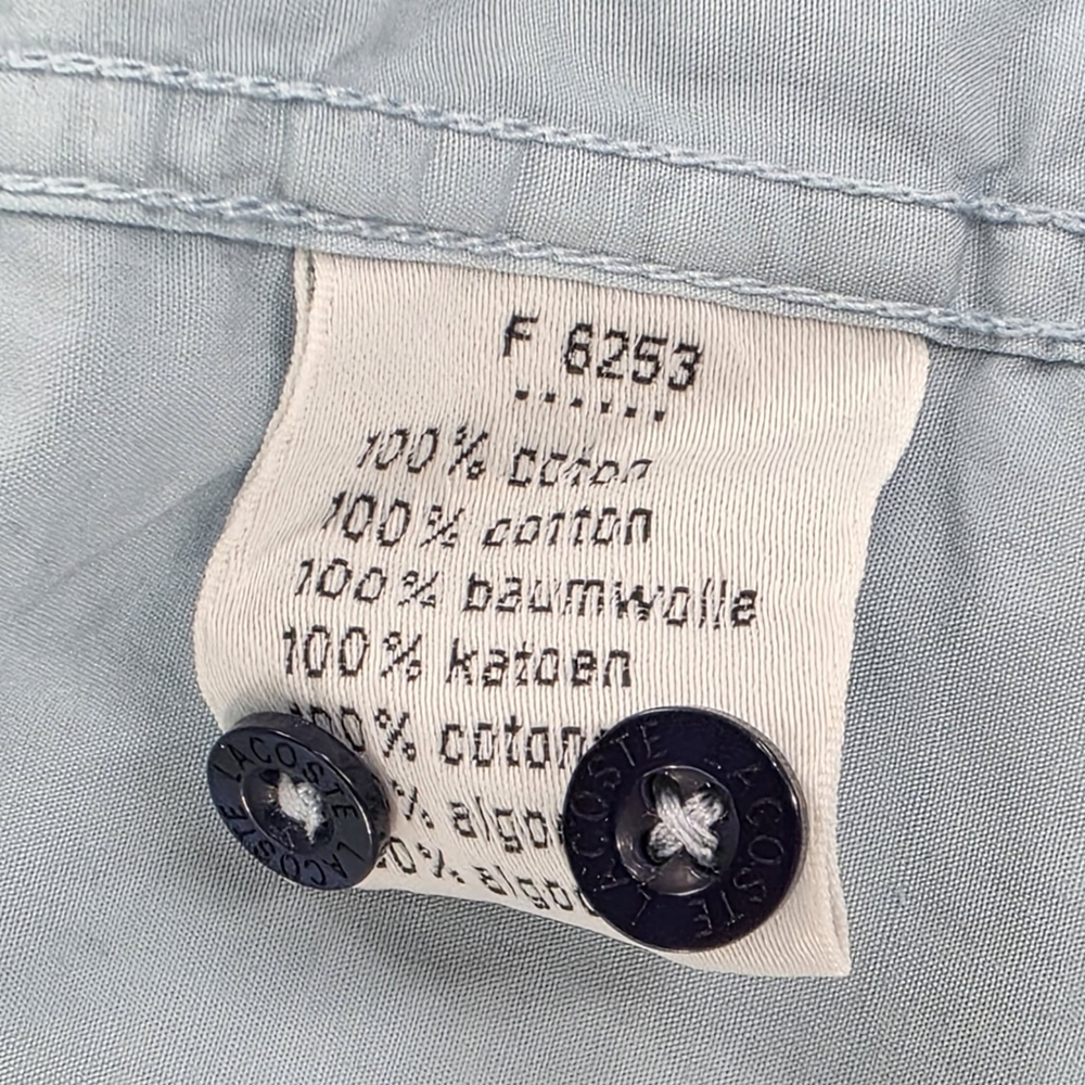Lacoste Modern Fit Button Down Shirt Mens 46 Blue Cotton Long Sleeve... - Picture 12 of 16